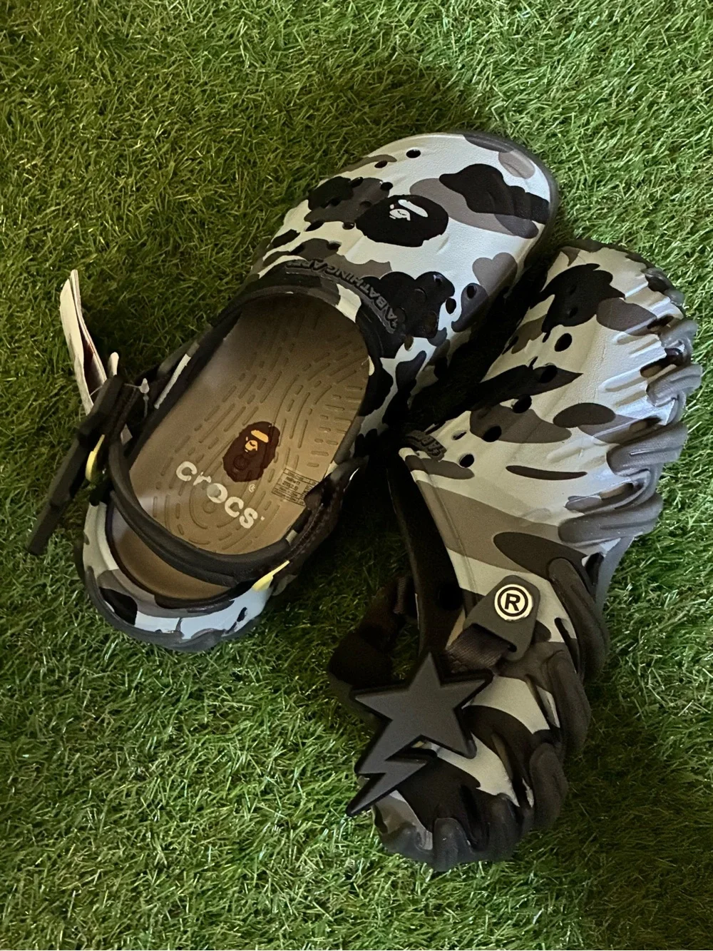 A Bathing Ape x Crocs Men’ Camo Slip-On- Black/Gray